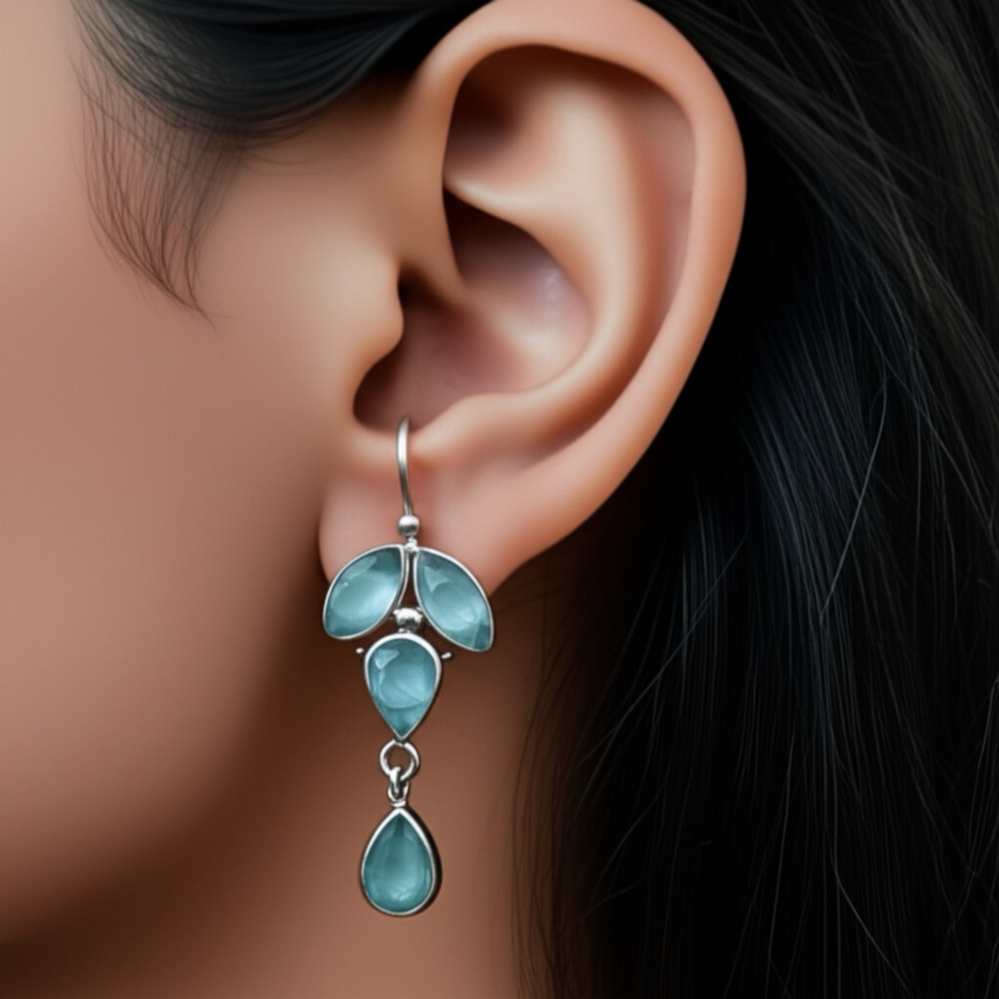 91999-ERO Pretty Precious Fashion Oxidised Silver Stylish Party Wear Earrings for Women and Girls-Mint