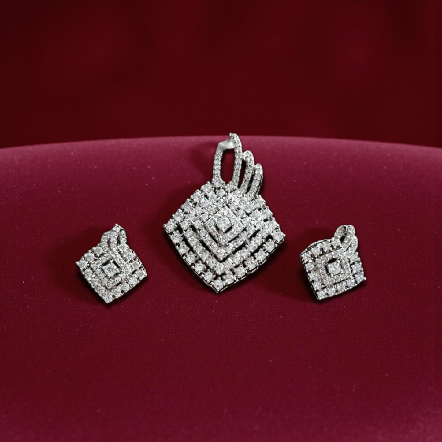 436547-American Diamond Delicate Pendant Set With Rhodium Plating