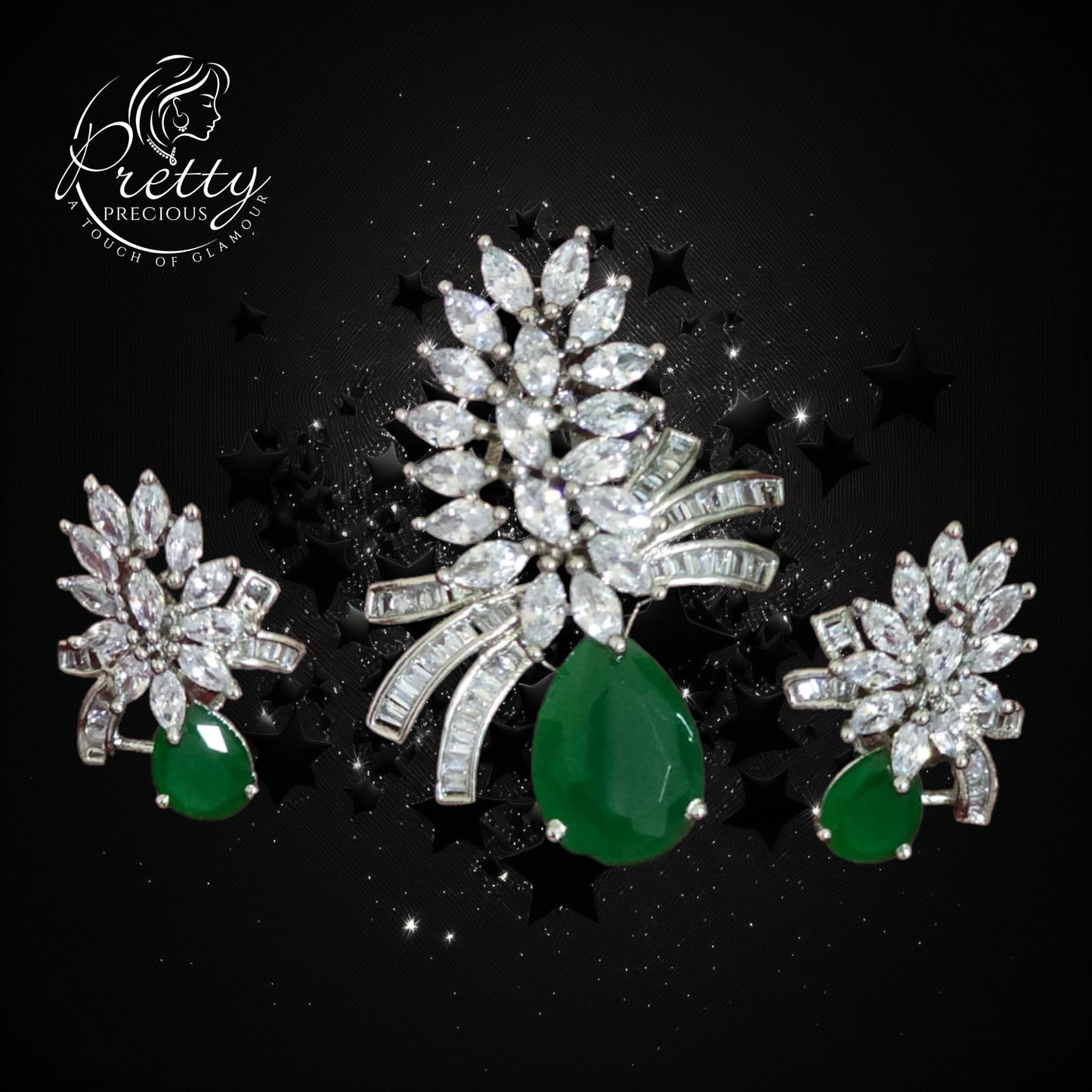 423784 Cz Delicate Pendant Set With Rhodium Plating