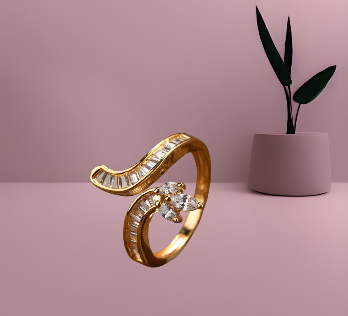 432867 Cz Adjustable Ring 2 Tone