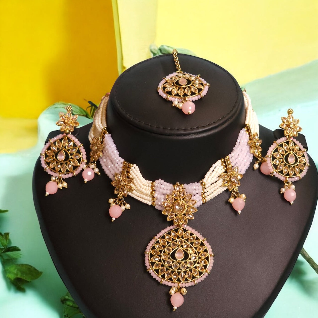 910759-NS Cz Delicate Necklace Pink
