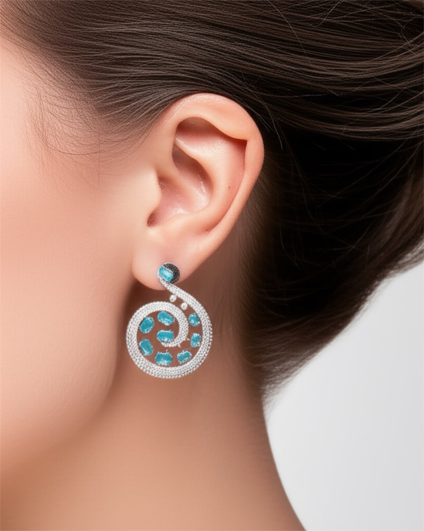 430234 Earring With Black Plating- Blue