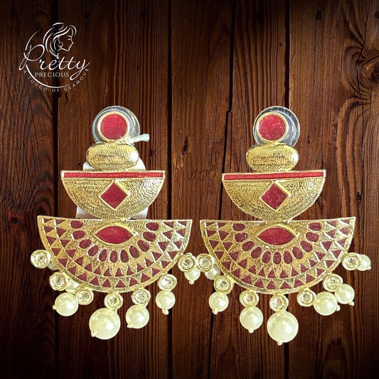 8377 Indo Western Meenakari Earring With Gold Plating