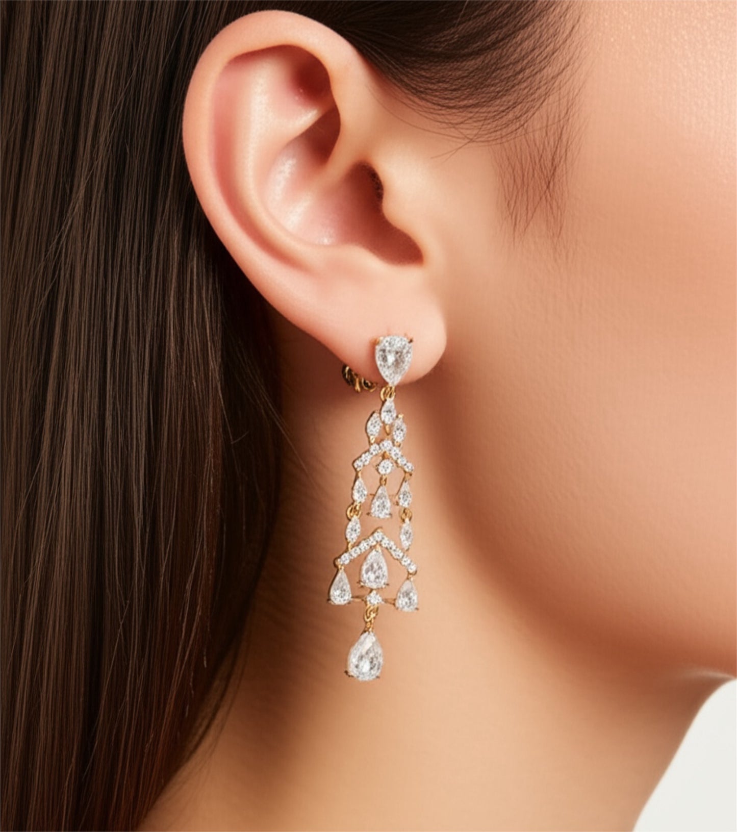 437567 CZ Earring With 2 Tone Plating