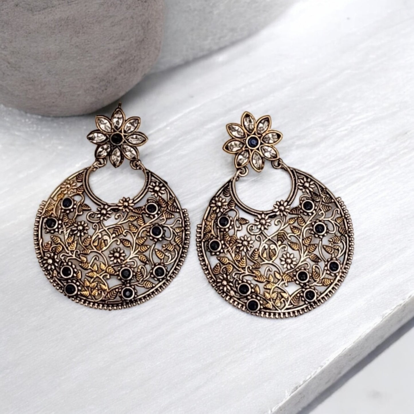 35296 Pretty Precious Fashion Oxidised Silver Stylish Party Wear Earrings for Women and Girls