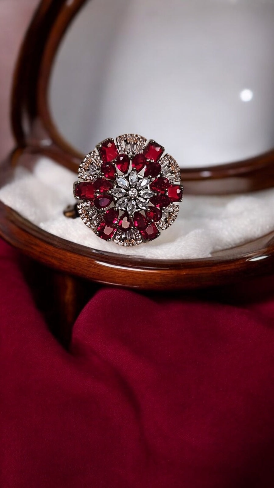 40195 Cz Adjustable Ring Ruby