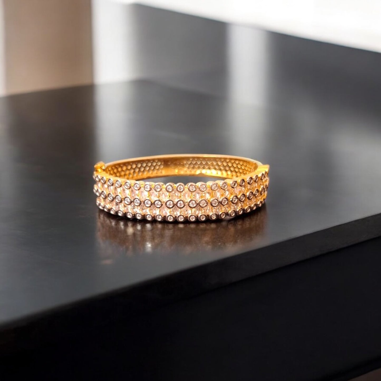 50223 Cubic Zirconia Classic Kada With Gold Plating