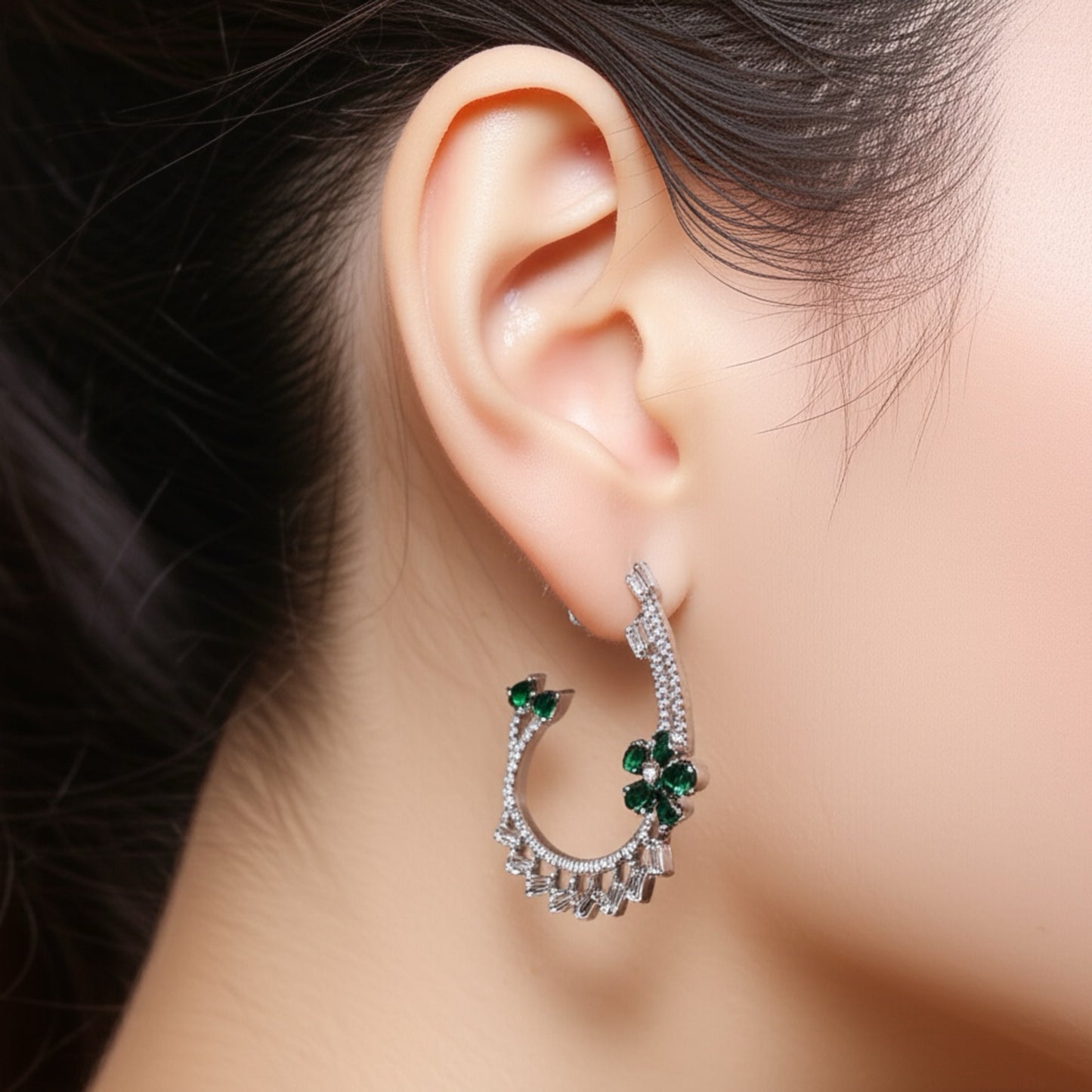 435693 CZ Earring With Gold/Rhodium Plating