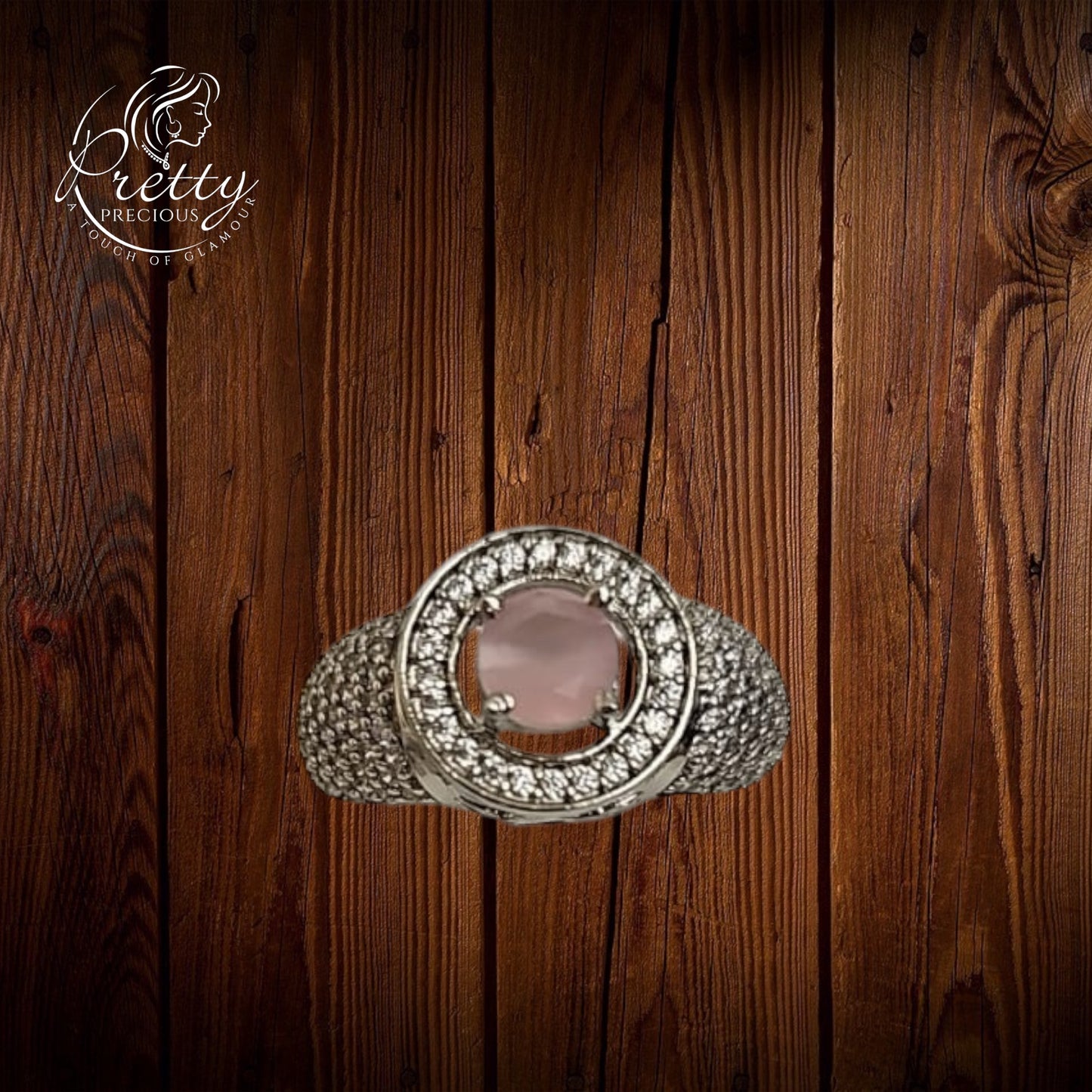 92409-RN Cz Adjustable Ring Pink