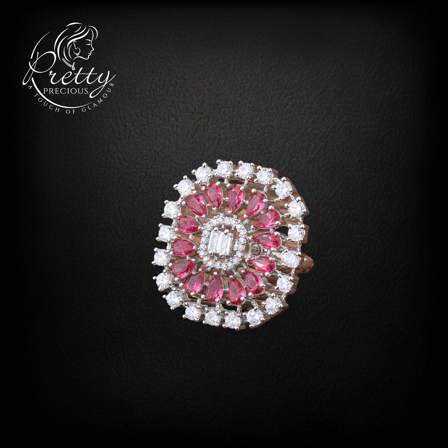 426261-R-Cz Classic Ring With Rhodium Plating-Rani