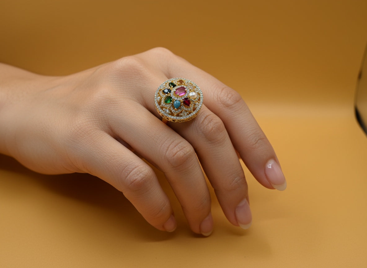 1037 Cz Adjustable Ring-Multi