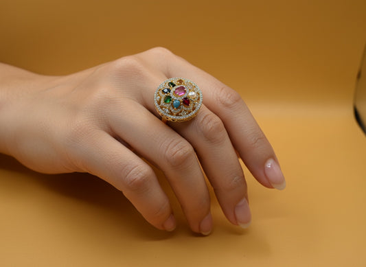 1037 Cz Adjustable Ring-Multi