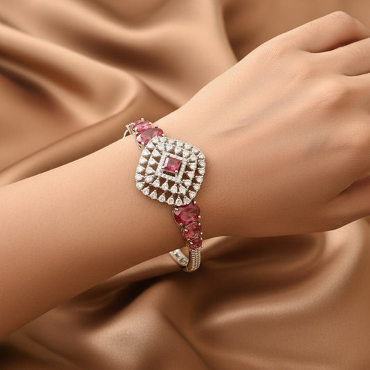 95109-KD Cubic Zirconia Classic Kada With Rhodium Plating-Ruby