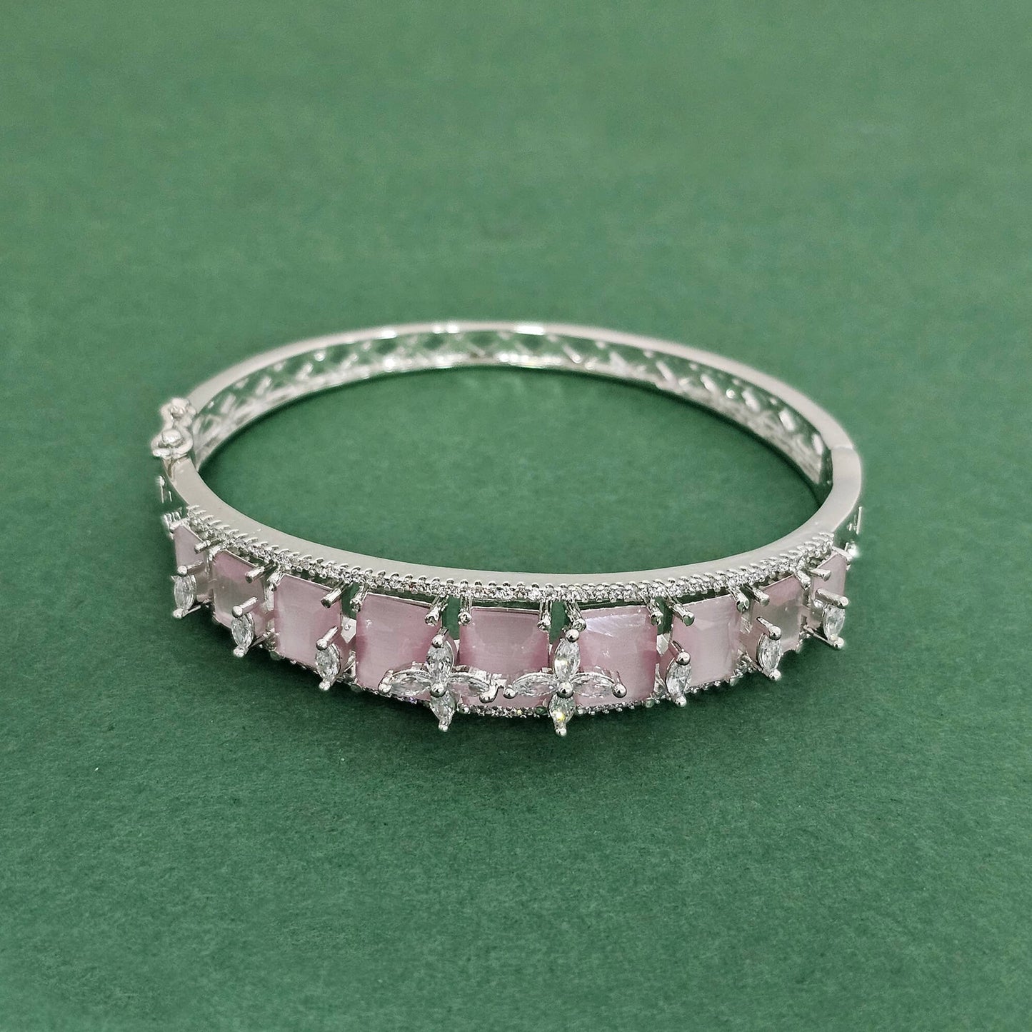 438482 Cz Classic Kada With Rhodium Plating-Pink