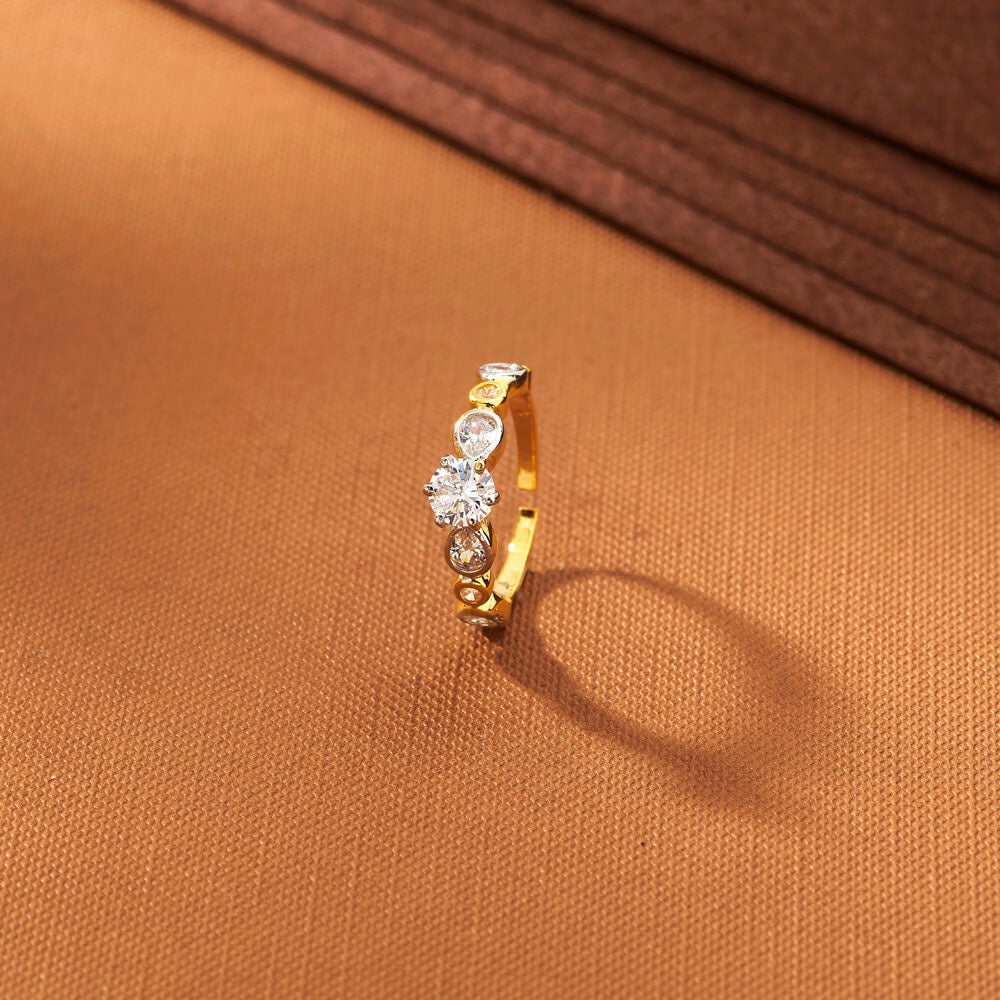 433760 Cz Adjustable Ring Two Tone