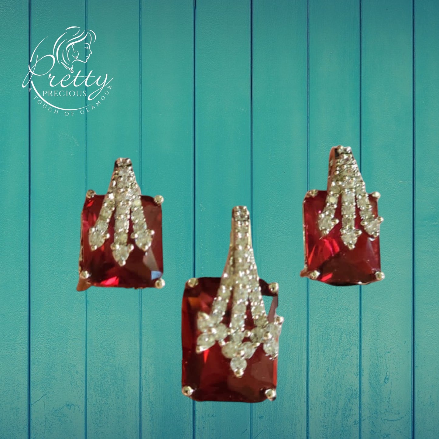 427382 Cz Delicate Pendant Set With 2 Tone Plating