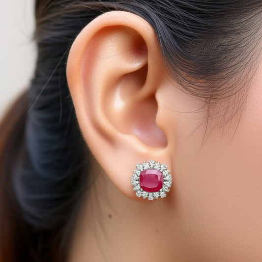 93259-ER  CZ Earring With Gold/Rhodium Plating-Design 1