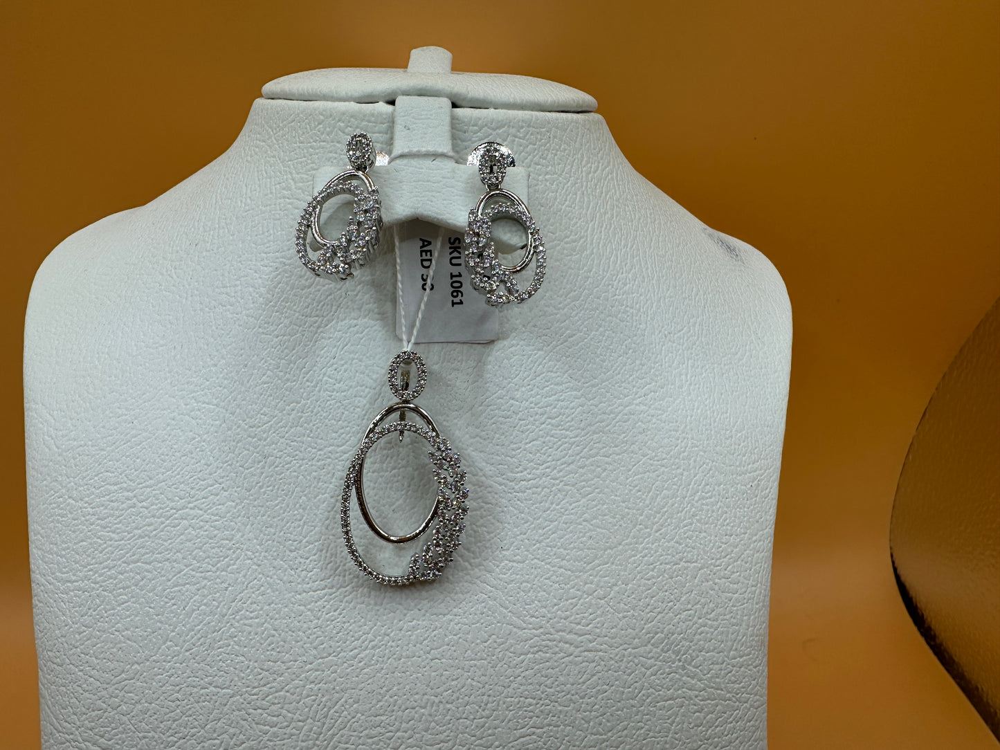 1061-American Diamond Delicate Pendant Set -Silver