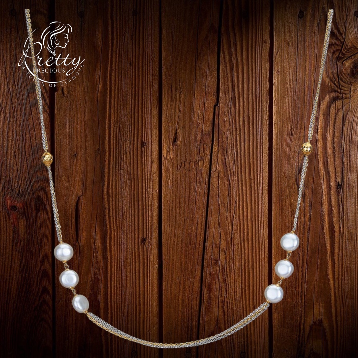 427563 Cubic Zirconia Mala Necklace With 2 Tone Plating