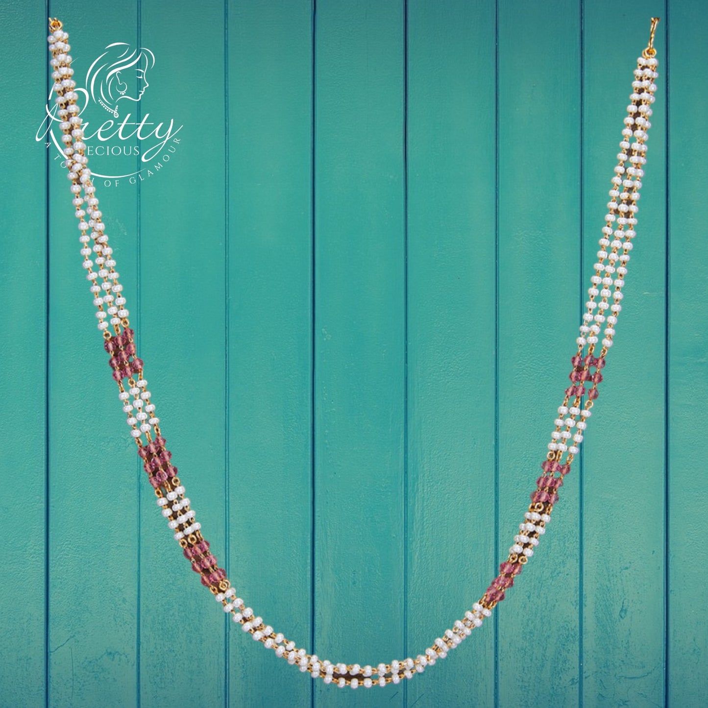 427545 Cubic Zirconia Moti Necklace With Gold Plating