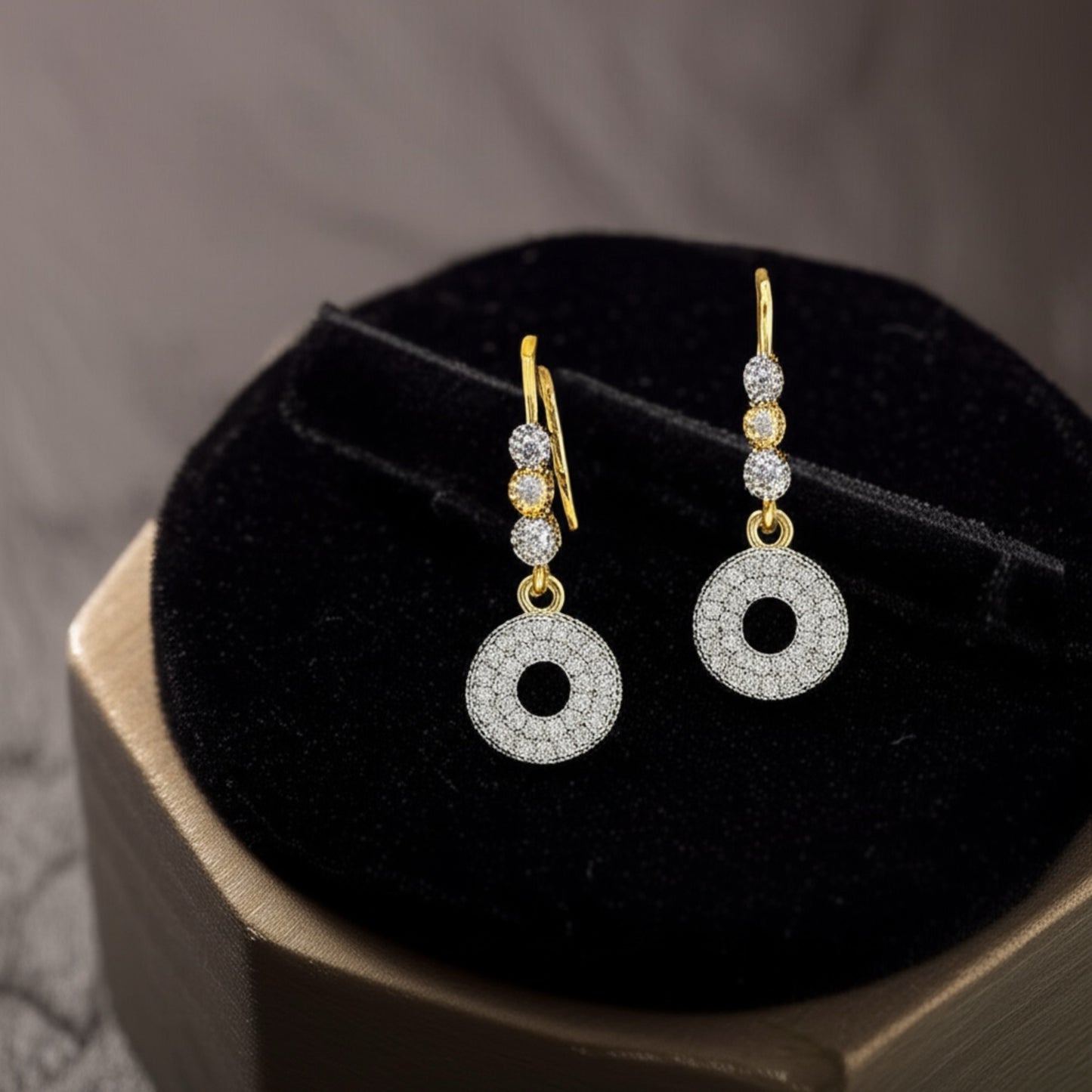 417620 CZ Earring With 2 Tone Plating