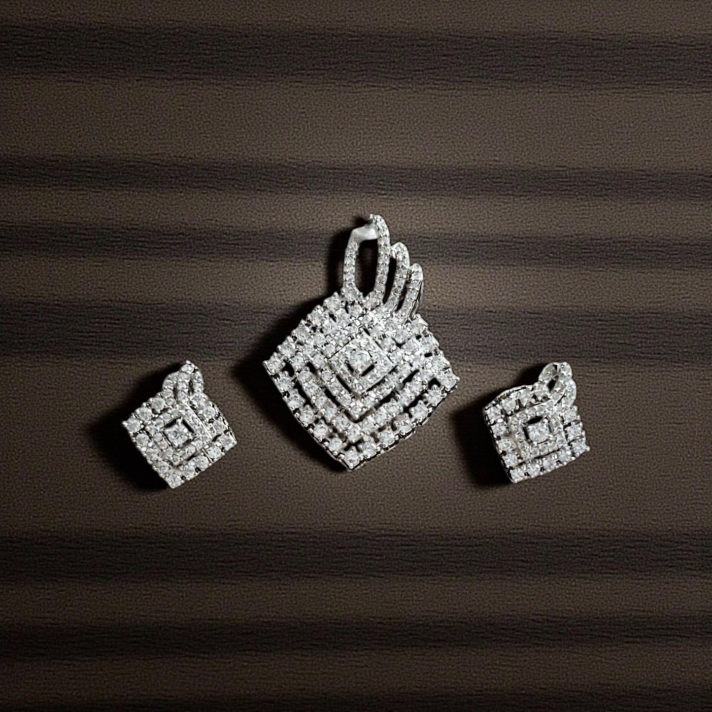 436547-American Diamond Delicate Pendant Set With Rhodium Plating