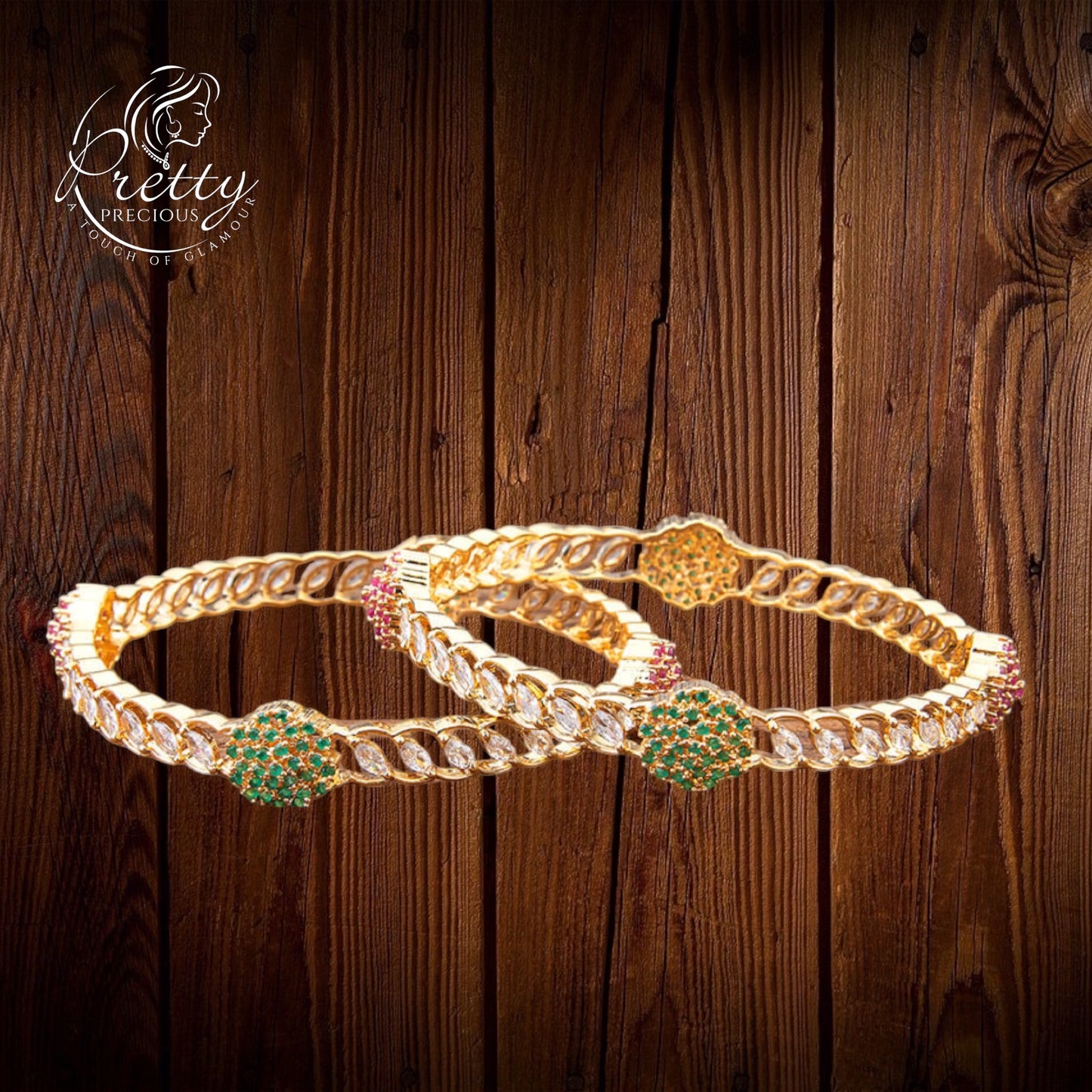 426083 Cz Bangles With Gold Plating-Size 2.4