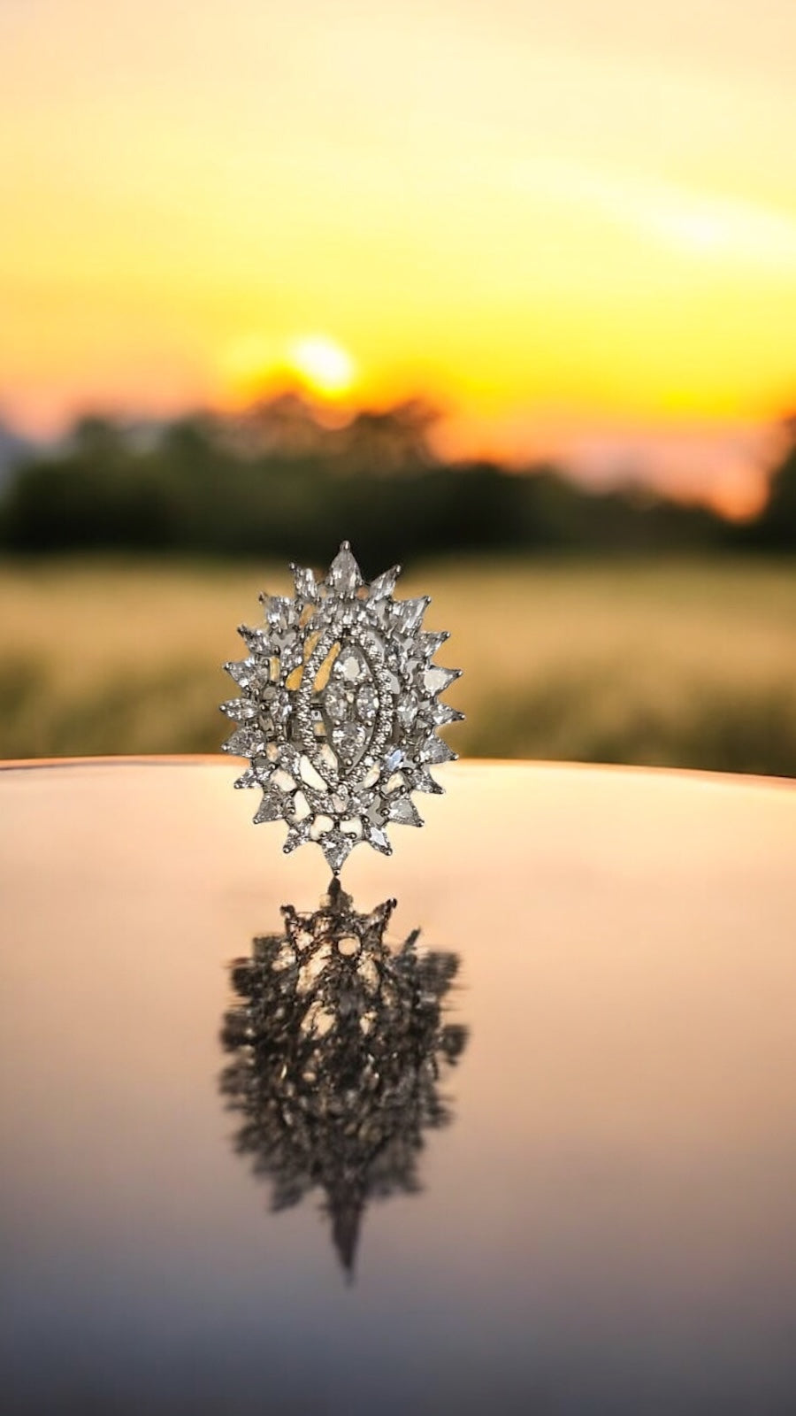 435364 Cz Adjustable Ring Silver