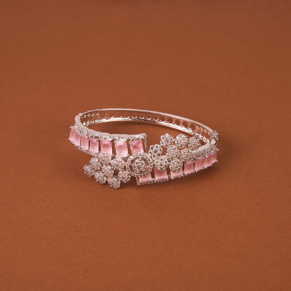 437744 Cubic Zirconia Classic Kada With Rhodium Plating-Pink