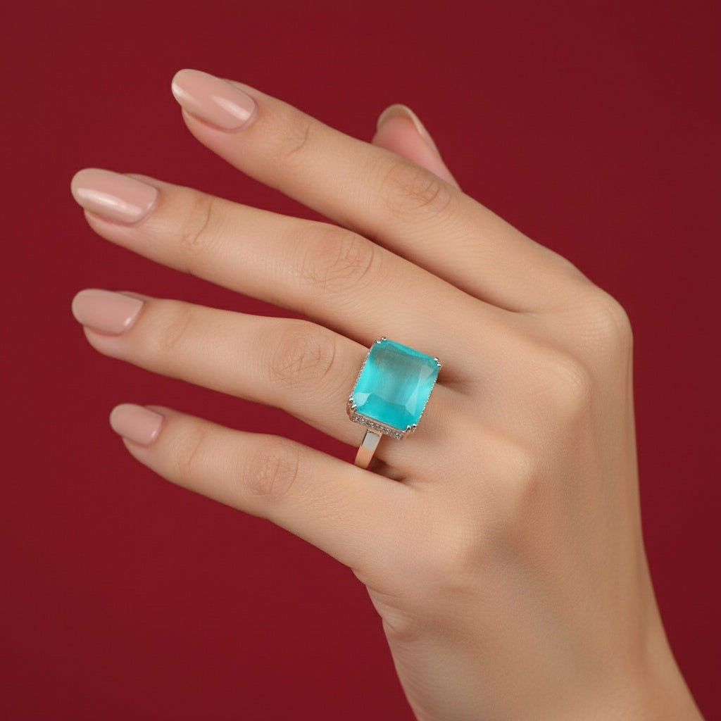 438343 Cz Delicate Ring With Rhodium Plating-Mint