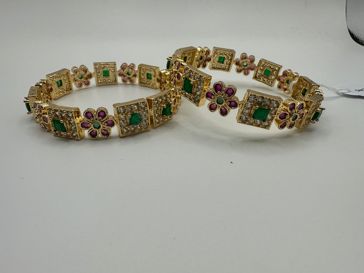 1018 Cz Classic Bangles-Size 2.6- Ruby Green