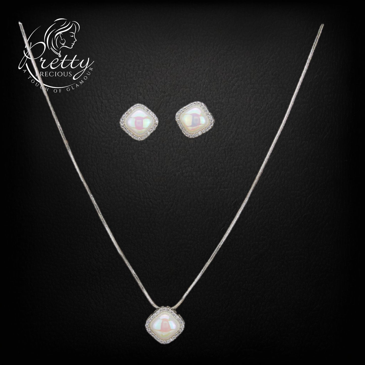 427264 American Diamond Delicate Pendant Set