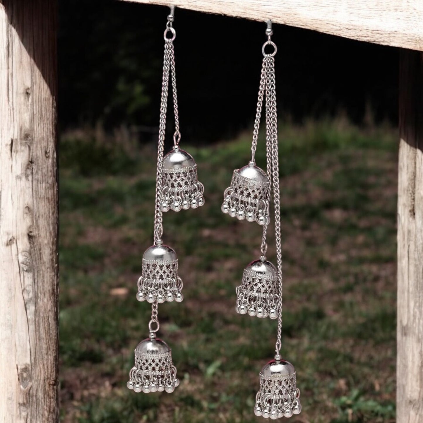 91309-ERO Pretty Precious Fashion Oxidised Silver Stylish Party Wear Earrings for Women and Girls