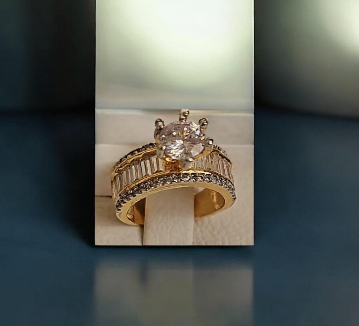 91609-RN Cz Adjustable Ring 2 Tone