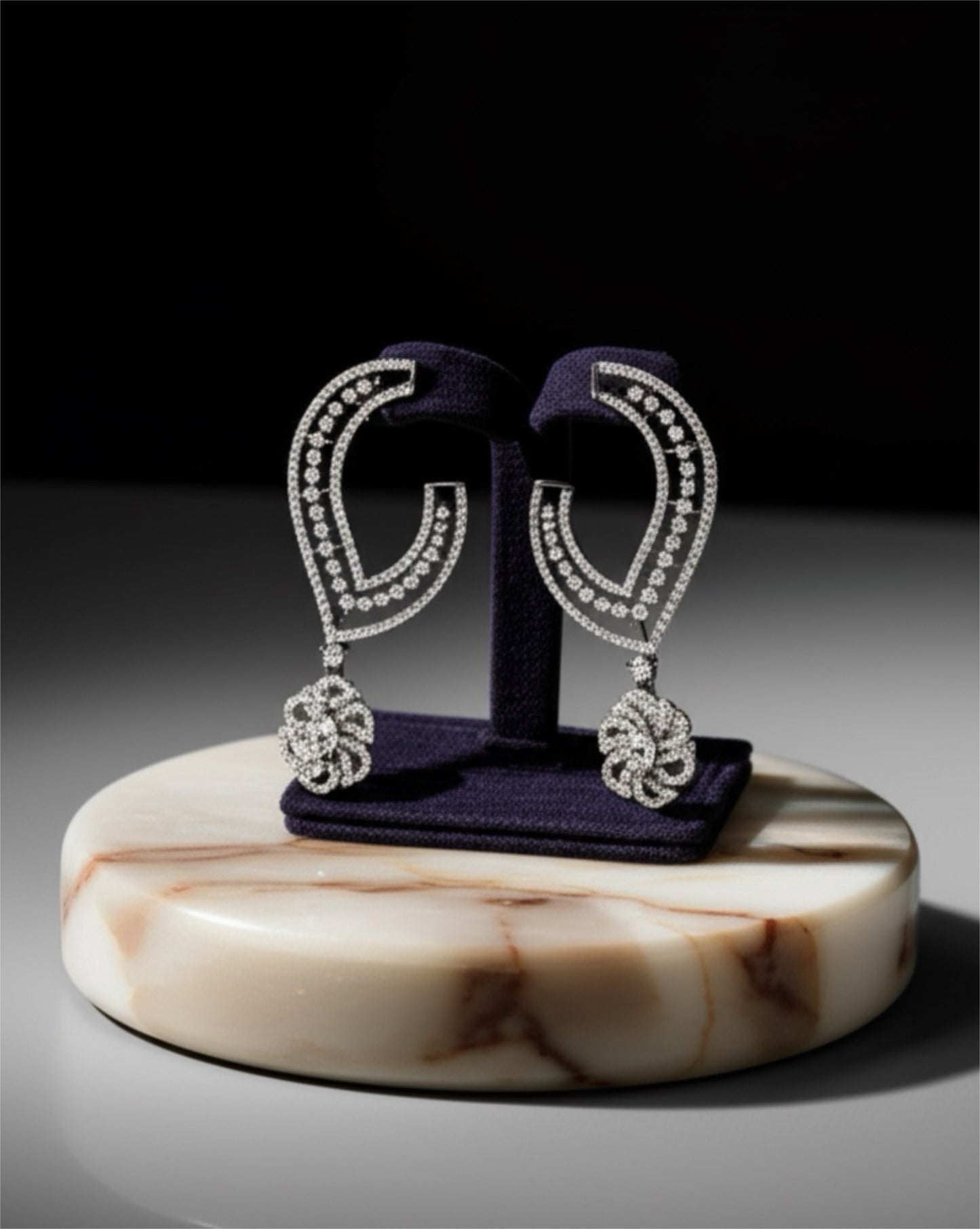 428249 Cubic Zirconia Classic Earring With Rhodium Plating-Silver