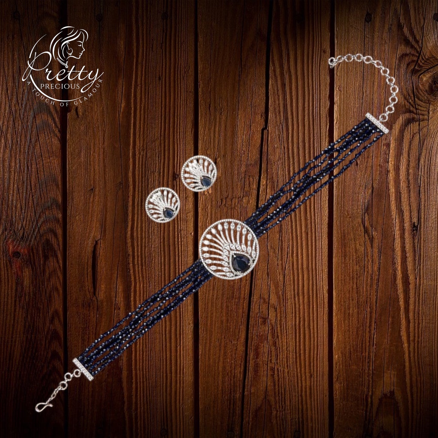 432118 Cz Delicate Necklace Blue