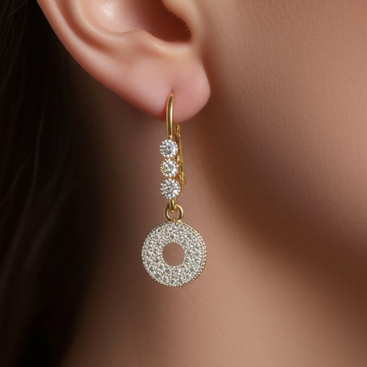 417620 CZ Earring With 2 Tone Plating