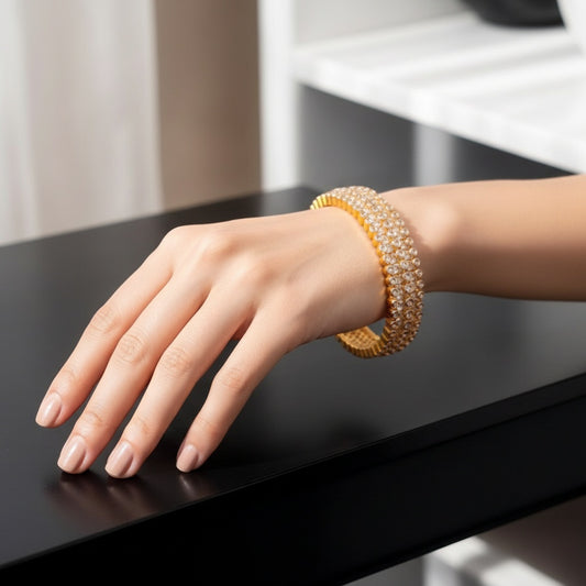 50223 Cubic Zirconia Classic Kada With Gold Plating