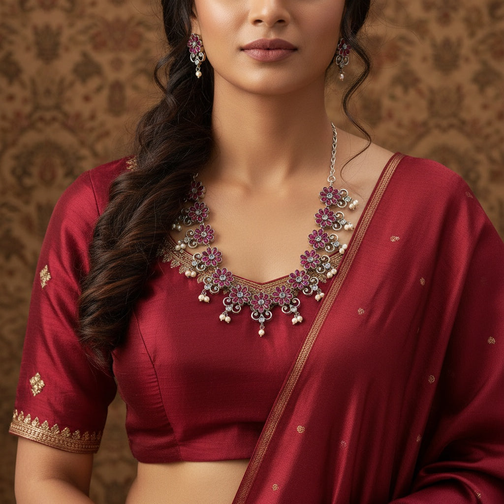 804586 Delicate Necklace With Oxidised Plating