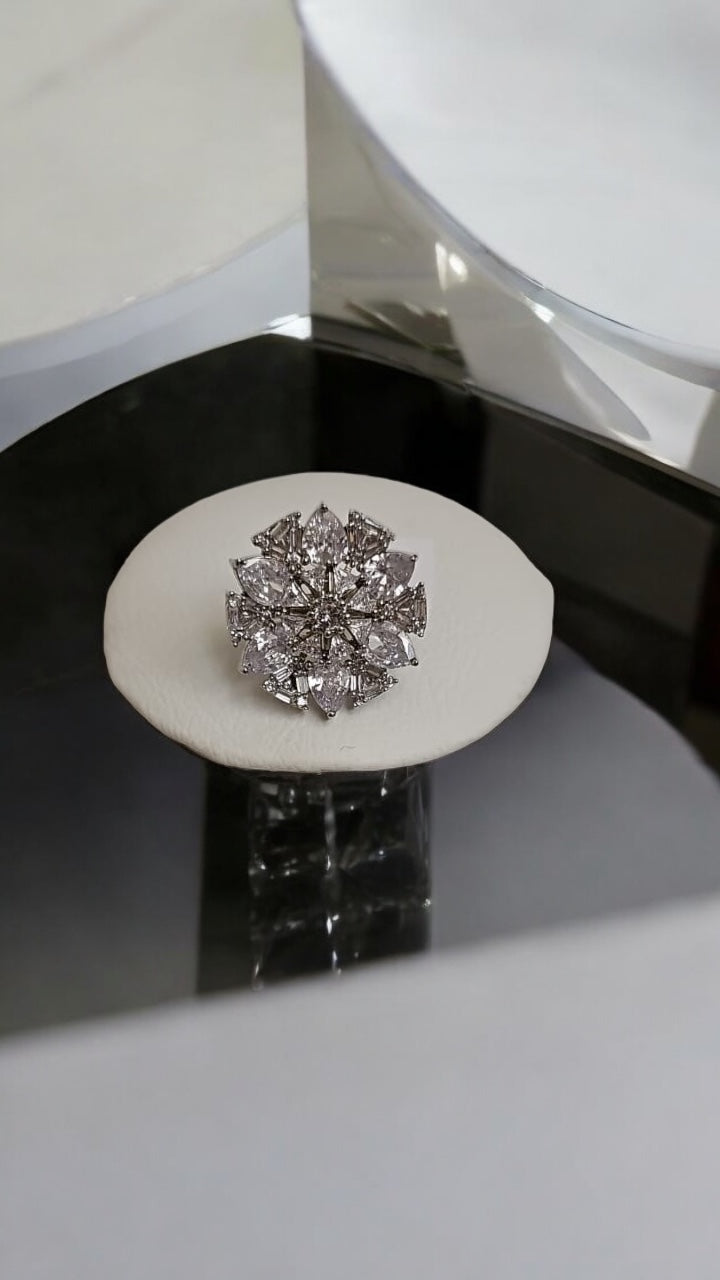 Ring250 Cz Adjustable Ring Silver