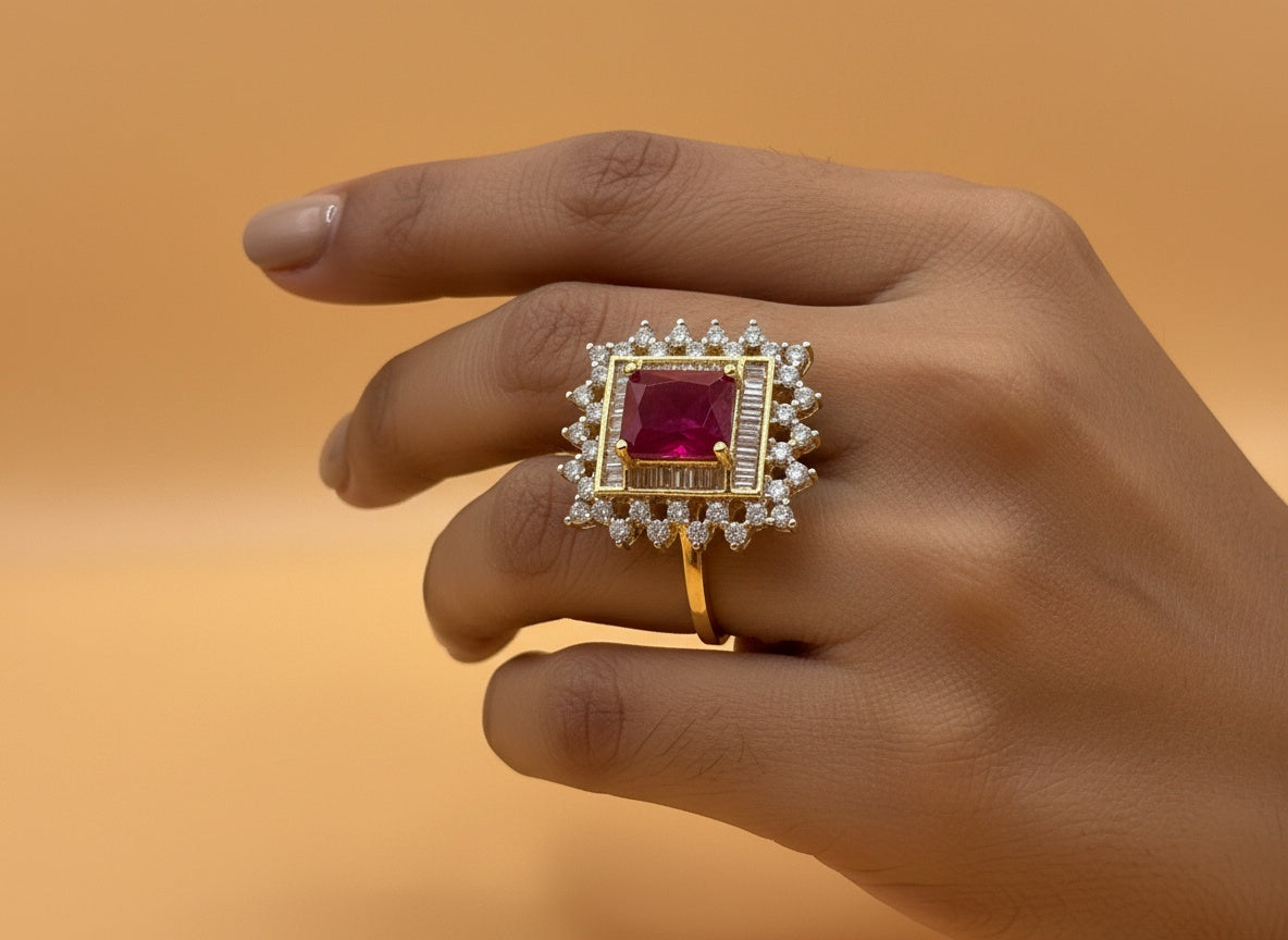 1034 Cz Adjustable Ring-Ruby