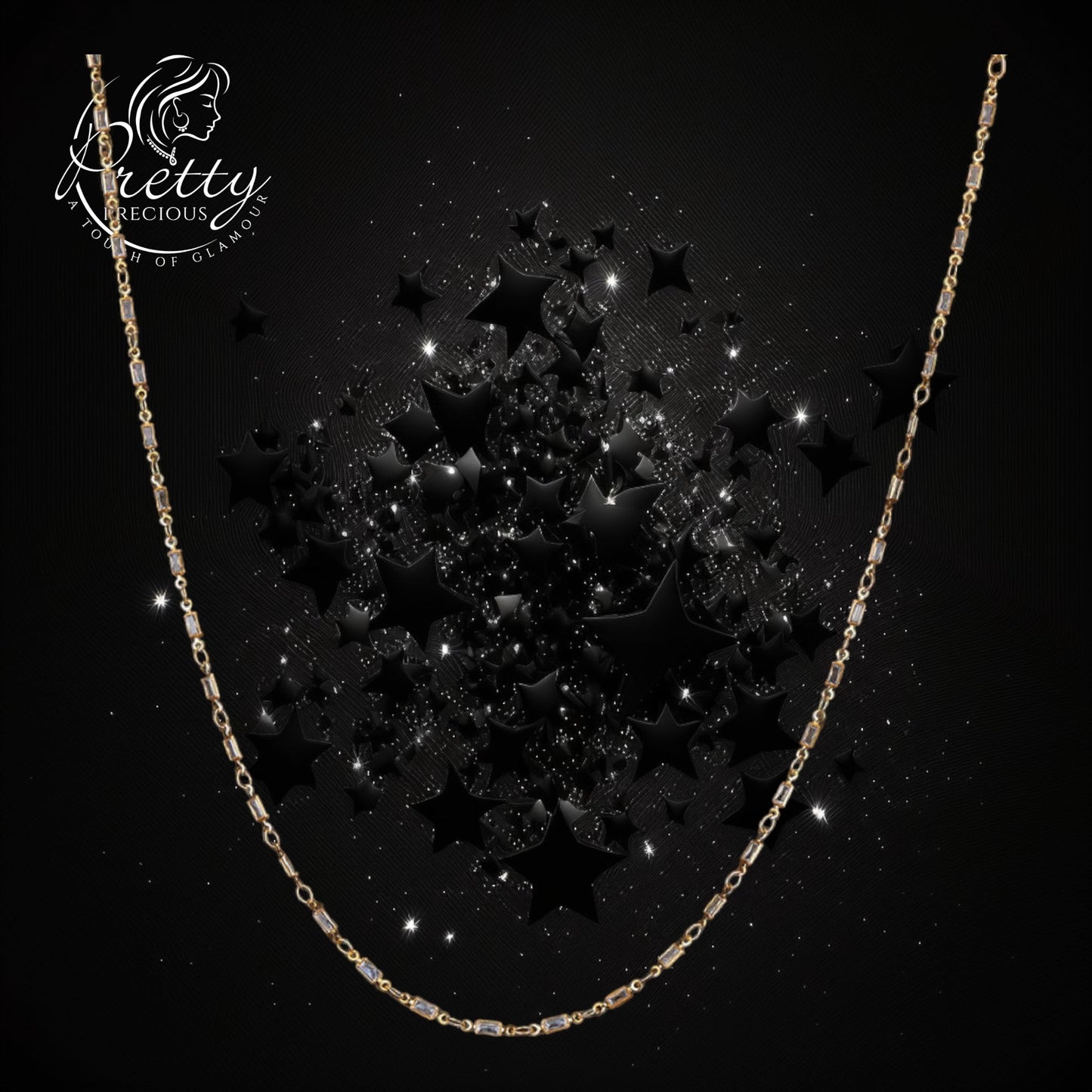 427471 Cubic Zirconia Delicate Chain With Rhodium Gold Plating