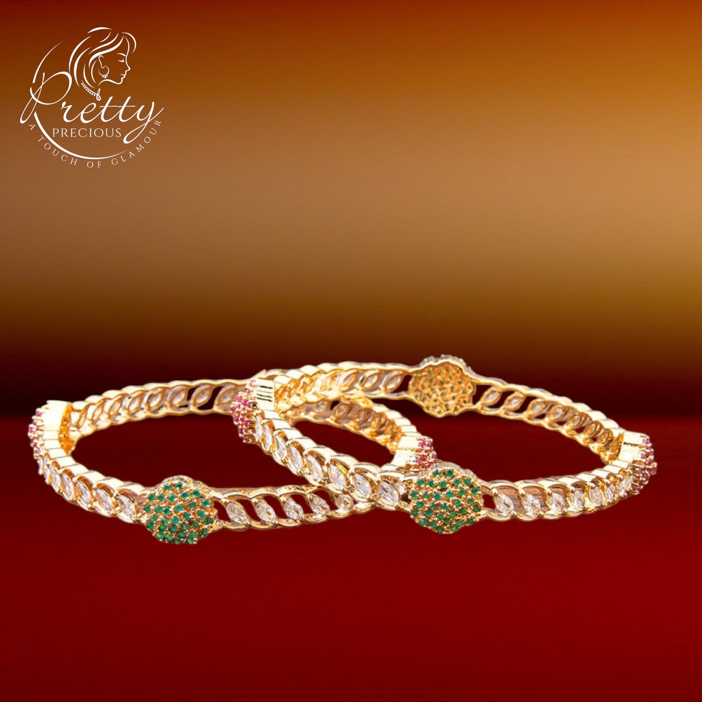 426083 Cz Bangles With Gold Plating-Size 2.4