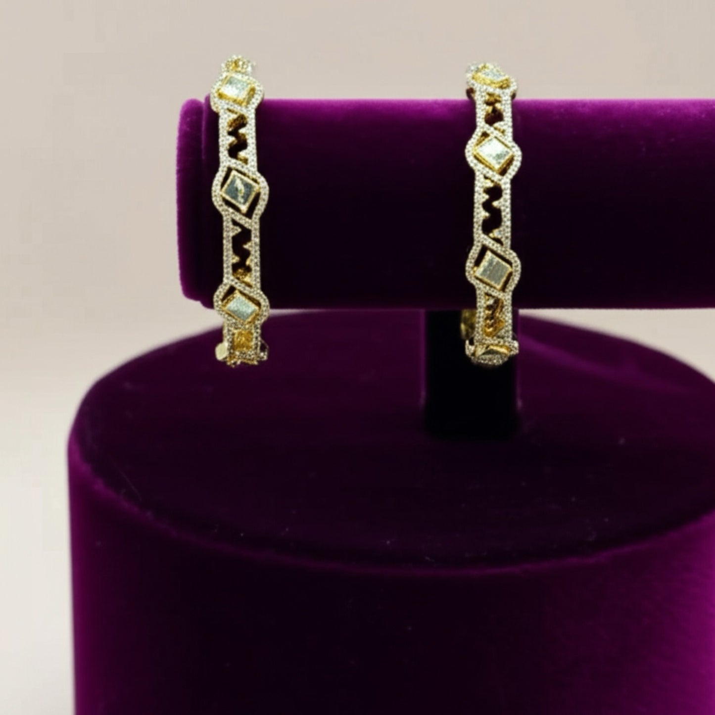 436392 Cz Bangles With Two Tone Plating-Size 2.6