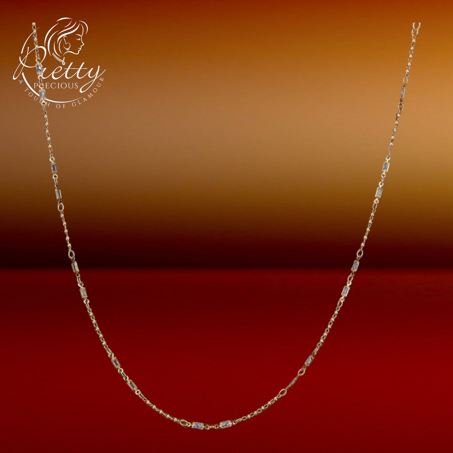 427469 Cubic Zirconia Delicate Chain With Rhodium Gold Plating