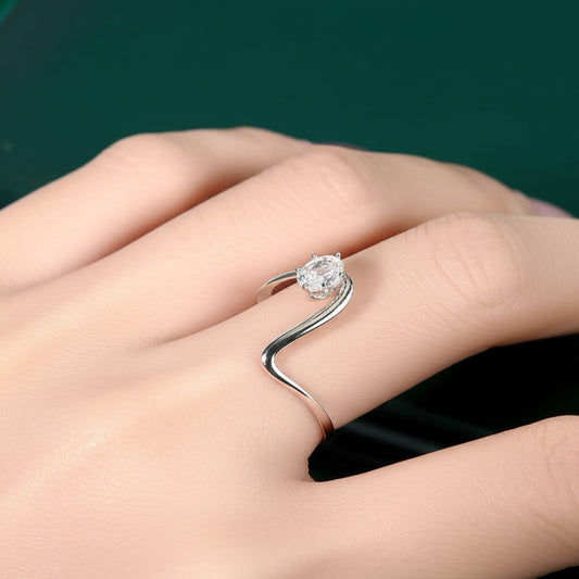 436918 Cz Adjustable Ring Silver