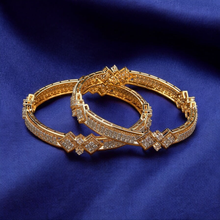 432785 Cz Bangles With Gold Plating-Size 2.6