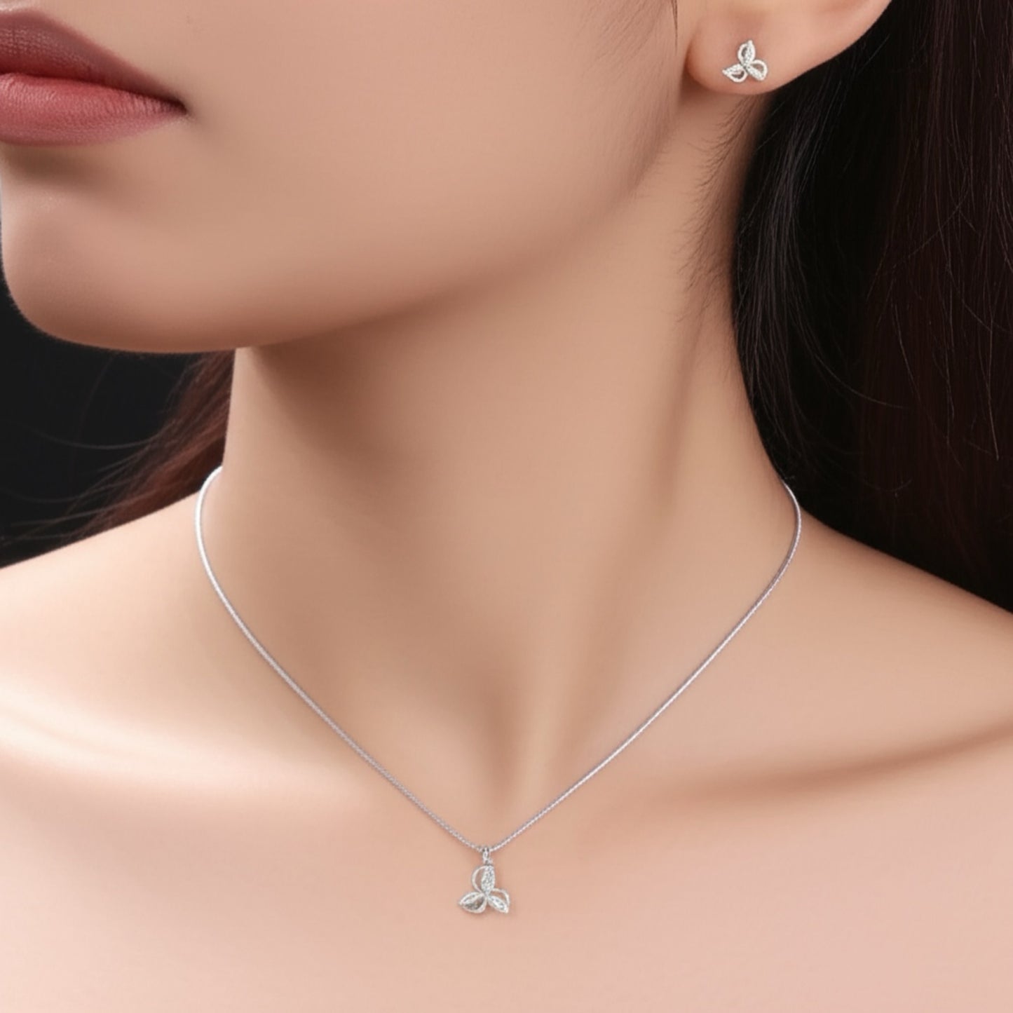 PS205 Western Pendant Set Rhodium Plated