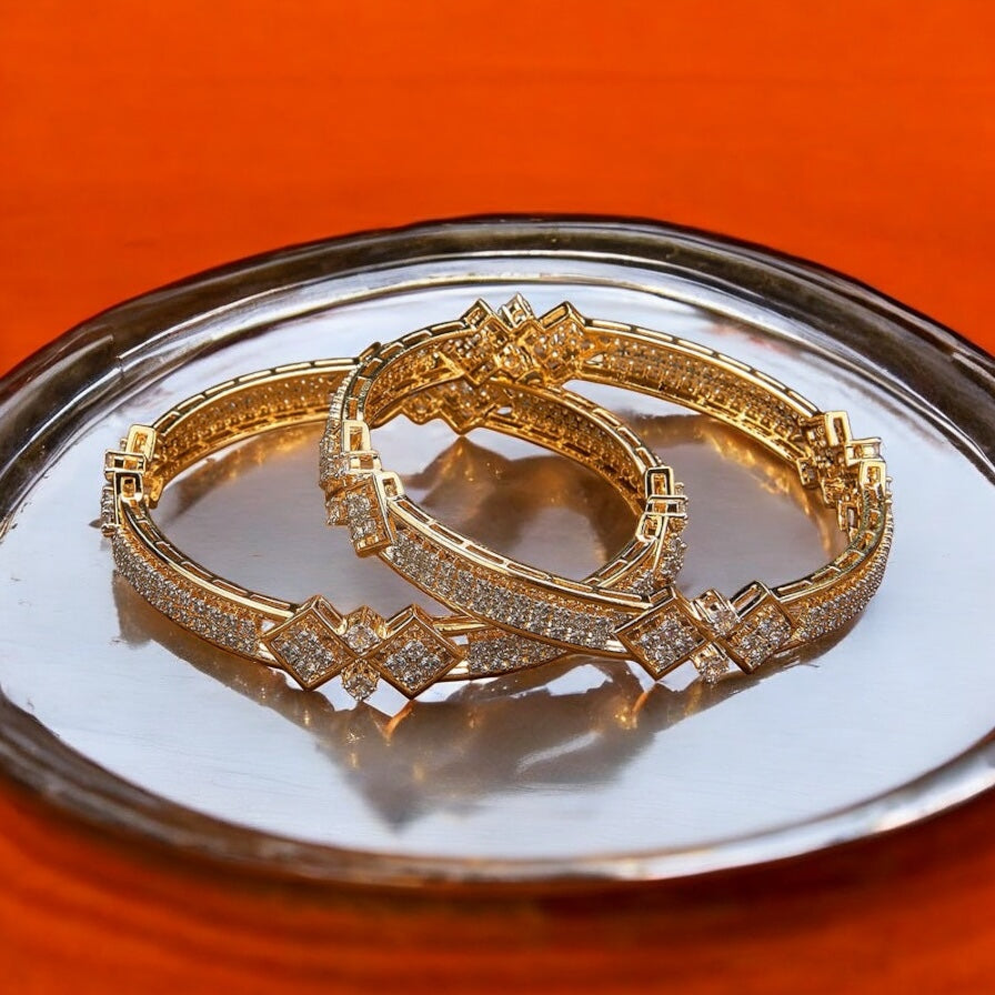 432785 Cz Bangles With Gold Plating-Size 2.6