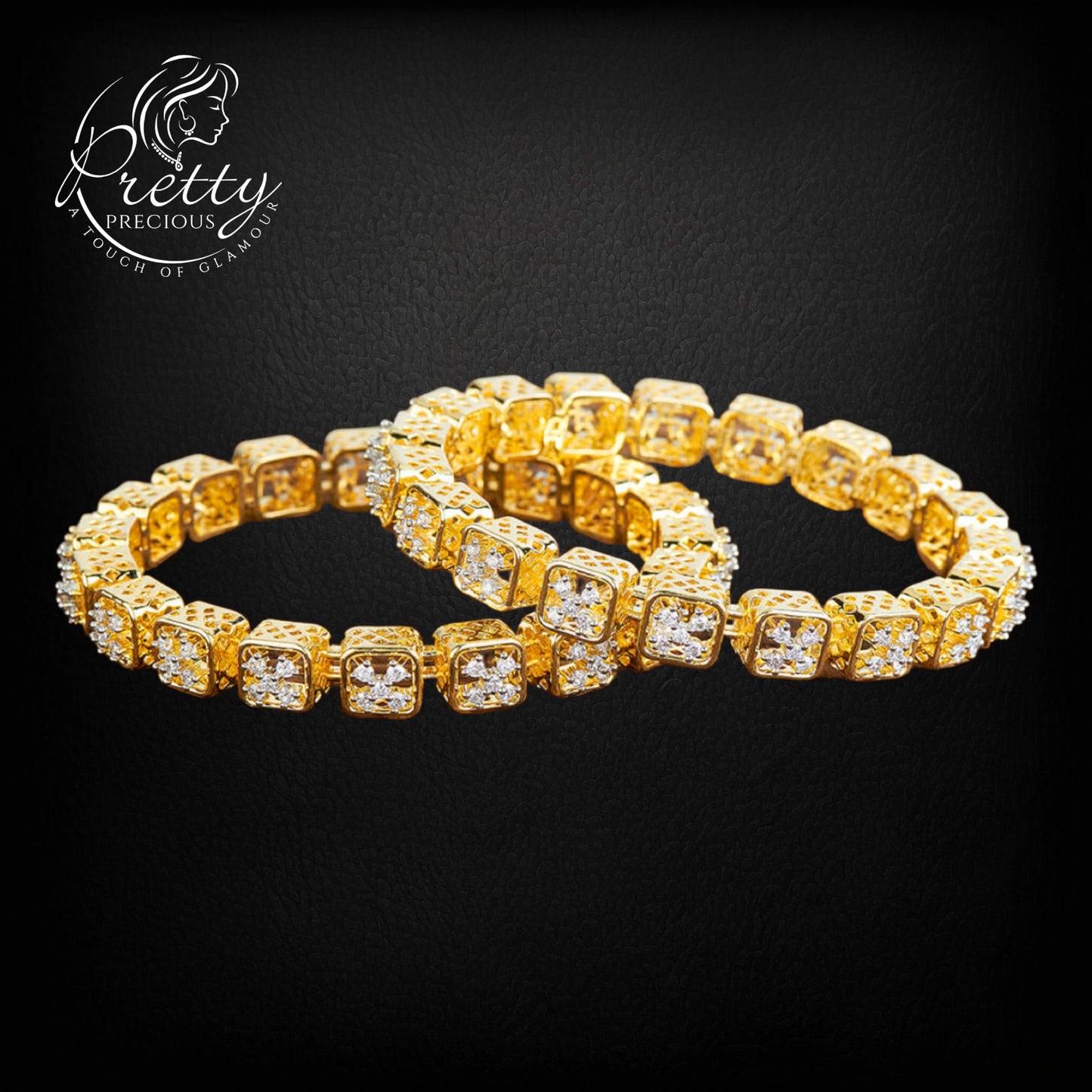 428668 Cz Delicate Bangles With 2 Tone Plating-Size 2.8